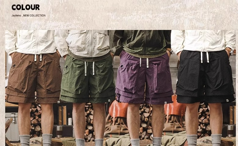 Pantalones cortos de trabajo funcionales de secado rápido de seda de hielo para hombre, de verano, finos, sueltos y rectos, de color liso, de longitud media._voghion.com