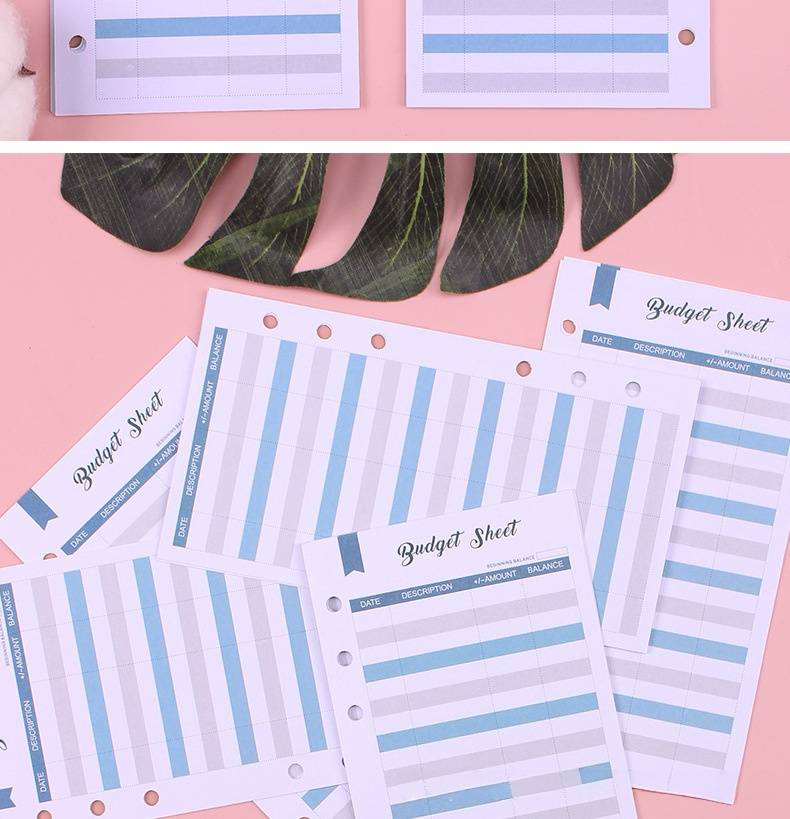 A6 6-Hole Budget Envelopes With Cards - Premium Cash Envelopes For Gifting & Organization (12 Sheets, Blue, 172x95mm)_voghion.com