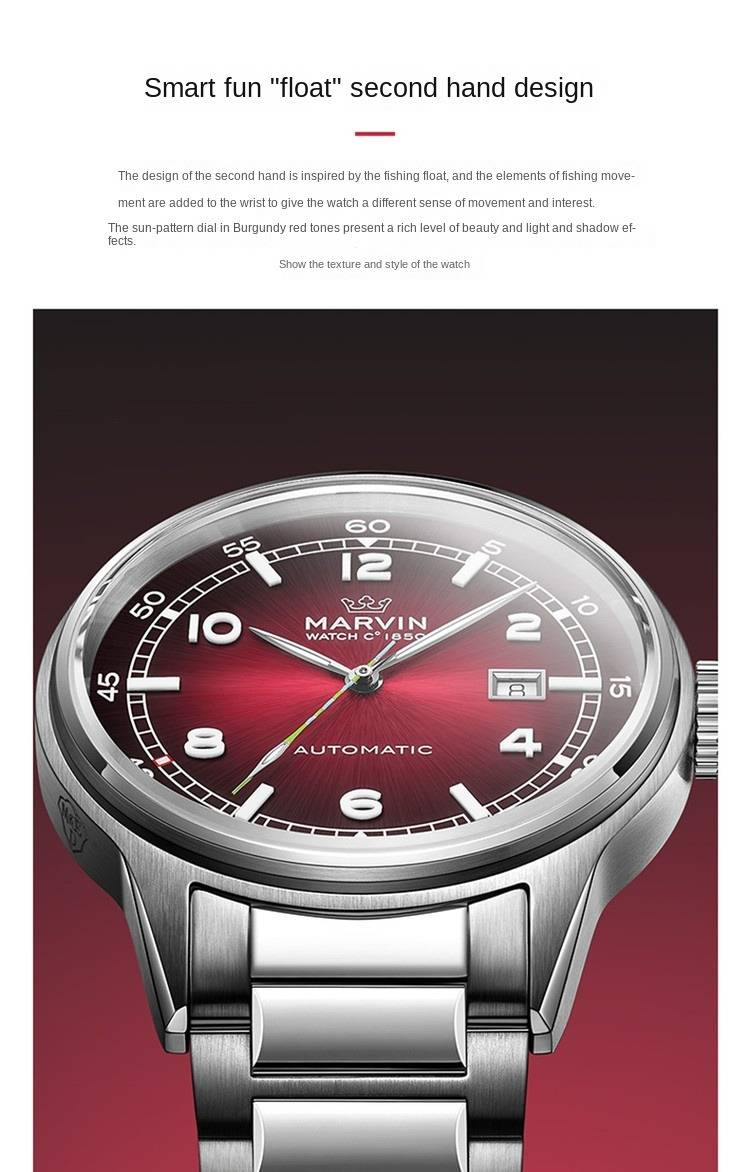 Schweizer automatische mechanische Marvin-Uhr: Stilvolle, leuchtende Freizeituhr für Herren_voghion.com