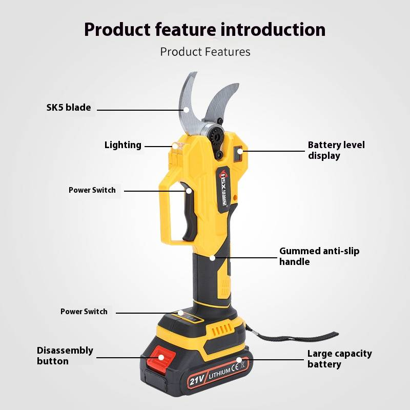 CD619 Cordless Lithium-Ion Brushless Pruning Shears - Long-Lasting Electric Garden Scissors For Trees & Shrubs, Lightweight & Ergonomic Design_voghion.com