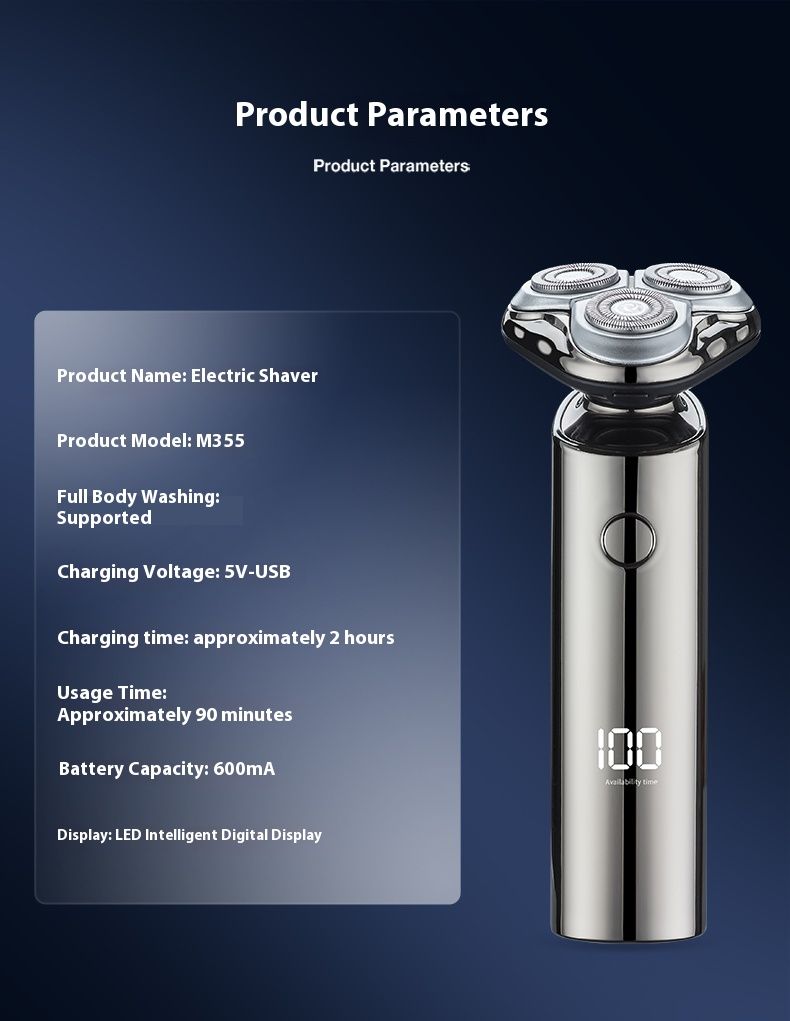 Multi-Grooming Electric Shaver For Men – 3D Floating Heads, 80-Min Runtime, USB Charging, Waterproof & All-in-One Kit (LED Display)_voghion.com