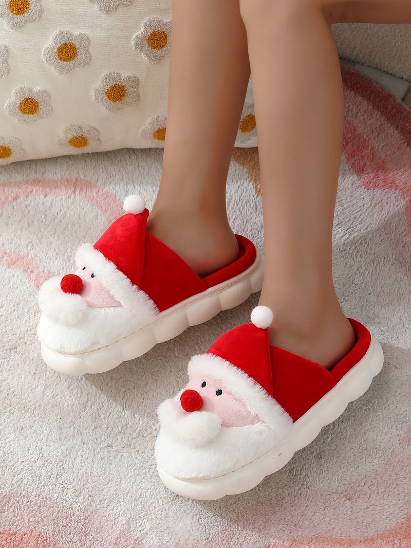 Pantofole di cotone da interno, autunno e inverno, pantofole di cotone da Babbo Natale, da uomo e da donna, calde pantofole invernali pelose per la casa_voghion.com