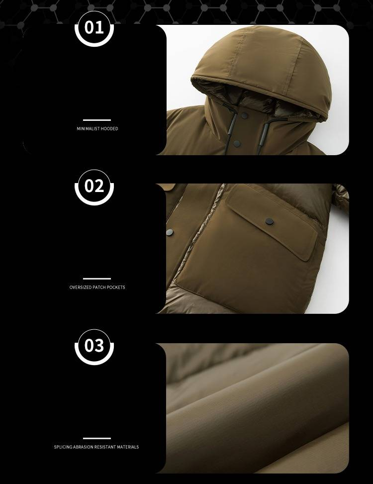 Men's Short Hooded Down Jacket - Business Casual Winter Coat, 650FP Waterproof Nylon Shell, 90% White Duck Fill (S/M/L/XL/XXL)_voghion.com