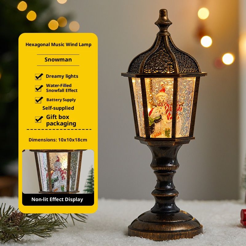 "Hexagonal LED Snow Globe With Music & Falling Snow – Christmas Tree/Snowman/Santa Decoration For Festive Home Decor"_voghion.com