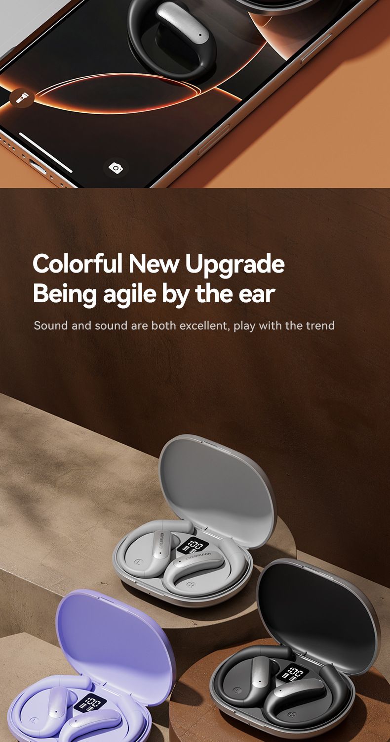 AI Intelligent Translation Bluetooth Headset Wireless OWS Ear-hanging 144 Languages Intertranslation Not In The Ear Open_voghion.com