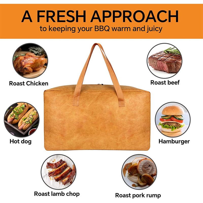 Dupont Paper Foldable BBQ Meat Resting Bag - 18x10x8.2 Inch Insulated Portable Grill Accessory (Dark Brown)_voghion.com