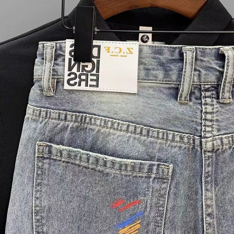 Herrenbekleidung Sommer Dünne Mode Ripped Patch Denim Shorts Herren Trendy Marke All Match Cat Whisker Distressed Beggar Five Point Pants_voghion.com