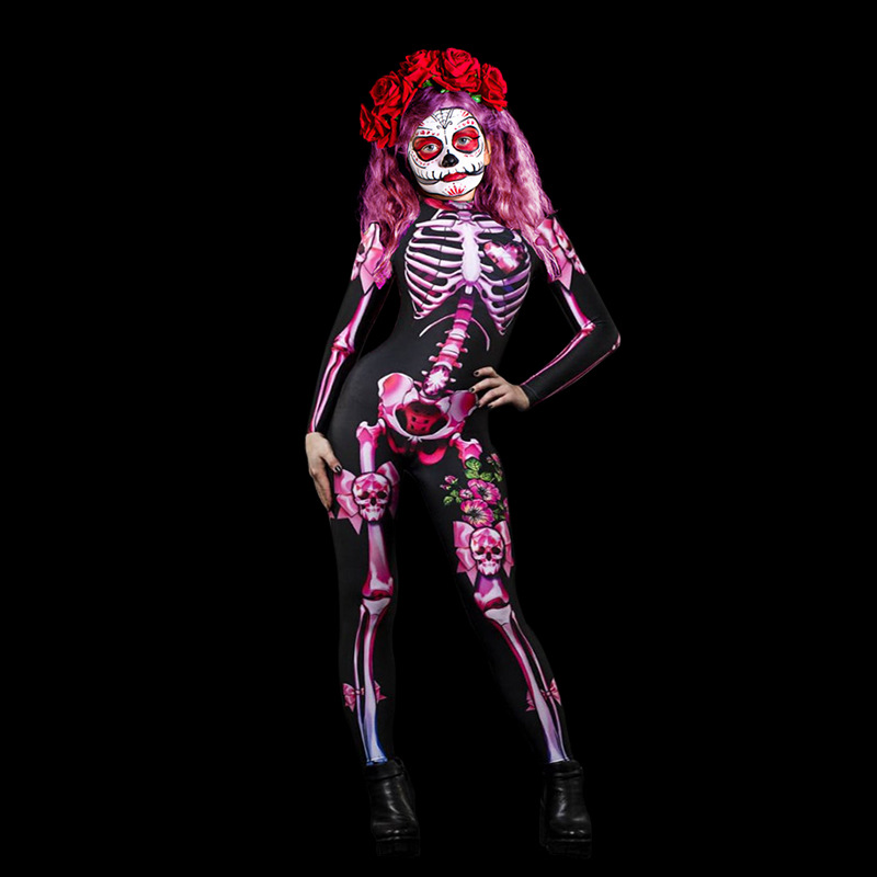 Îmbrăcăminte pentru femei FC635 Spot Explosion Costum de Halloween Bal Schelet Rochie Părinte-Copil Salopetă Femeie_voghion.com