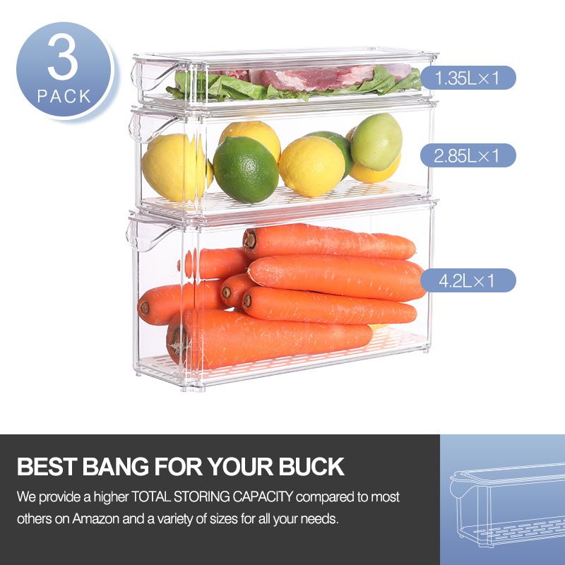 Multi Purpose Long Refrigerator PET Fresh Fruit And Vegetable Storage Box Home Kitchen Refrigerated Fresh Keeping Box Plastic Box_voghion.com