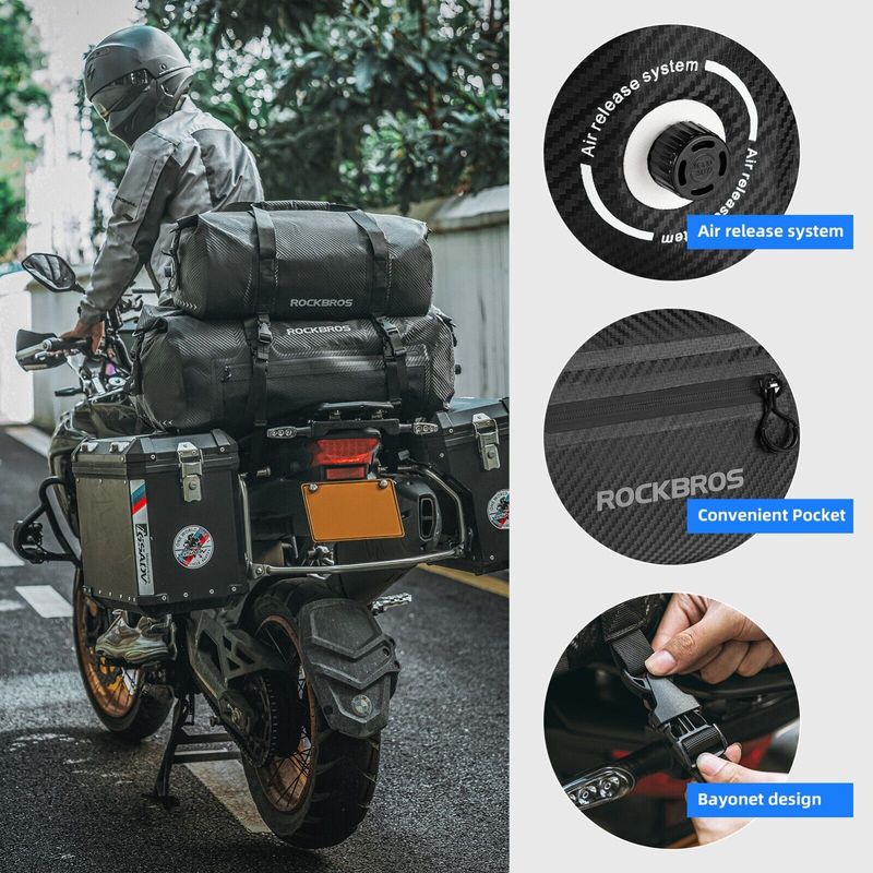 Sacoche de moto ROCKBROS, sac de bagage arrière étanche, d'une capacité allant de 20 à 60 litres_voghion.com