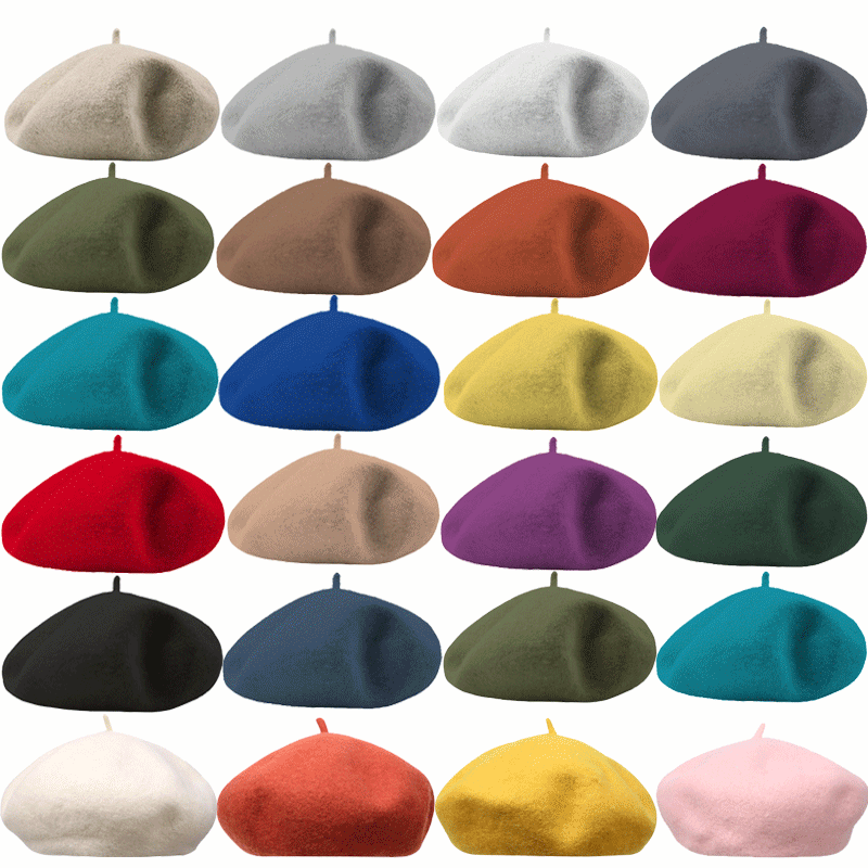 Vendita calda Donna Ragazza Artista Francese Caldo Cappello di Lana Berretto Tinta Unita Retro Berretto Elegante Signora Cappelli Invernali_voghion.com