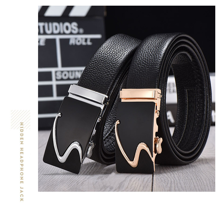 Top layer cowhide men's new automatic buckle casual business simple versatile middle-aged and young pants belt men can_voghion.com
