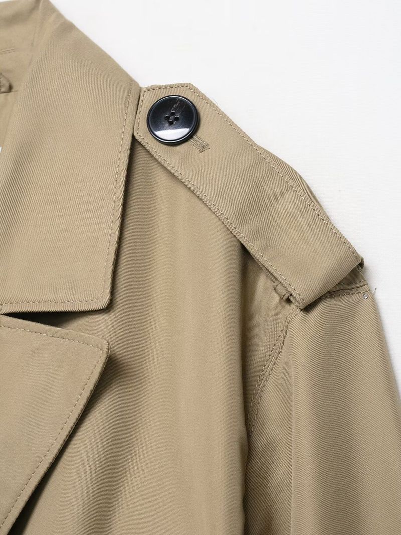 Trench classico doppiopetto con cintura: eleganza senza tempo per donna (XS-L, poliestere, cachi, antipiega e versatile)_voghion.com