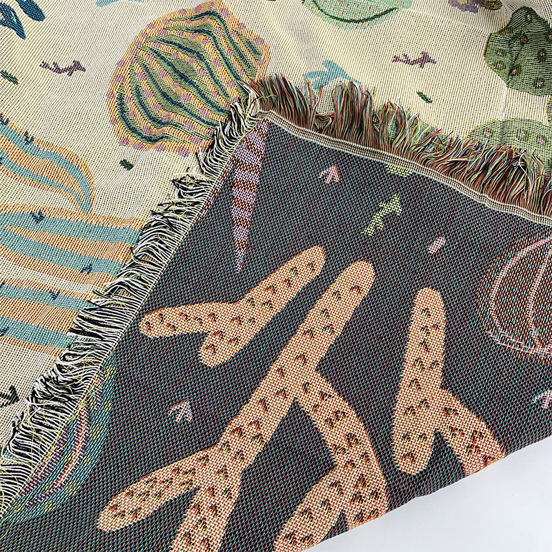 Internet celebrity outdoor camping blanket ins picnic mat bohemian blanket bedroom wall decoration knitted blanket thread blanket_voghion.com