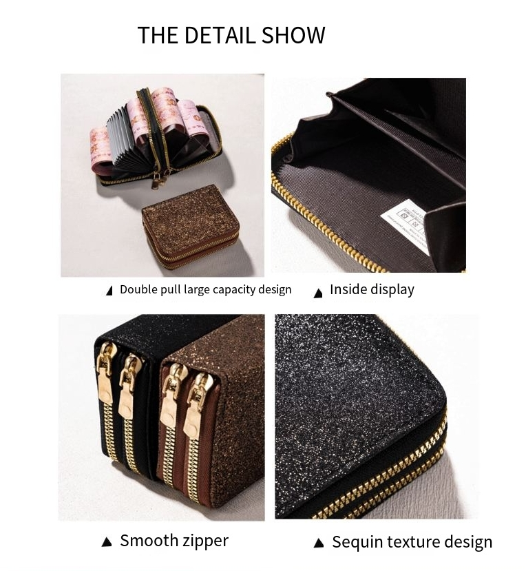 Nuovo stile da donna con doppia cerniera a fisarmonica porta carte con cielo stellato porta carte flash multi slot per carte porta documenti da donna alla moda_voghion.com