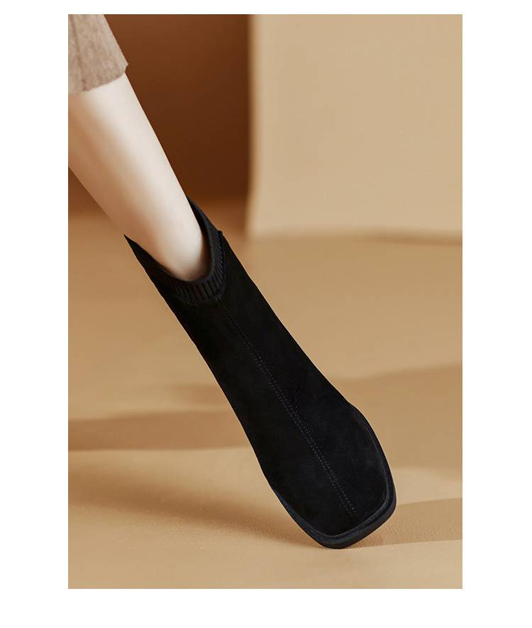 Cameido 2024 New High-heeled Boots, British-style Chunky-heeled Ankle Boots for Autumn and Winter, Fleece-lined Slim Boots for Autumn and Winter_voghion.com