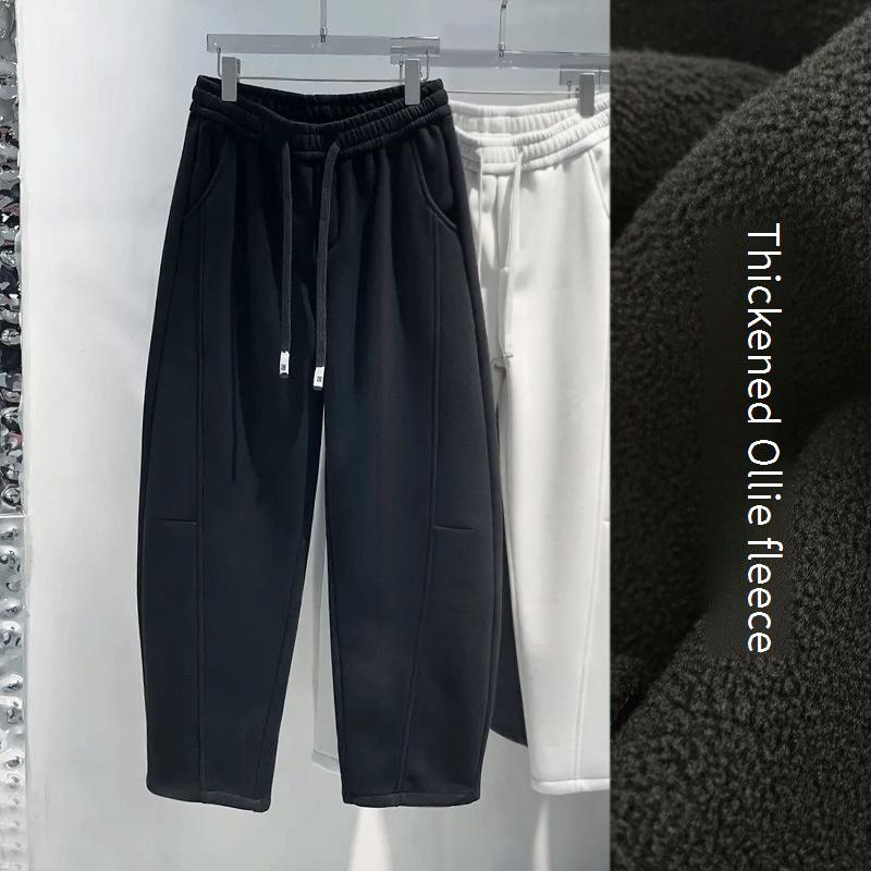 Men's Clothing Loose Casual Pants Men's Winter Plus Velvet Thickened Three Dimensional Cutting Sanded Couple Style Machete Casual Sweatpants_voghion.com