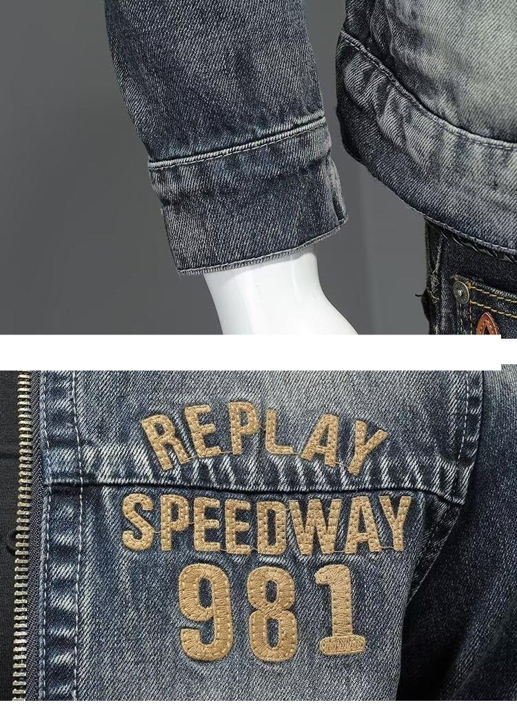 Men's Clothing Men's Denim Jacket Casual Retro Large Size Stand Collar Zipper Jacket Cycling Motorcycle Wear Trendy_voghion.com