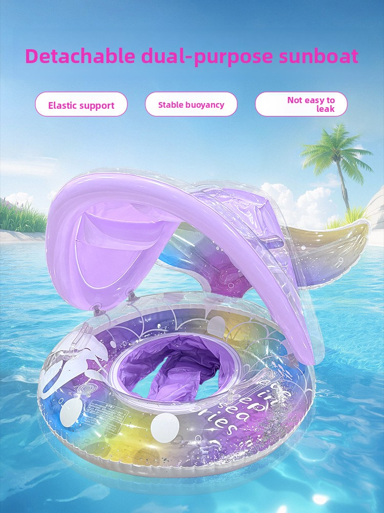 Boia de natação Mermaid - Boia inflável de PVC espesso para piscina com escamas brilhantes e cobertura solar (não tóxica, suporta até 22,7 kg, inclui remendo de reparo e alça de transporte)_voghion.com