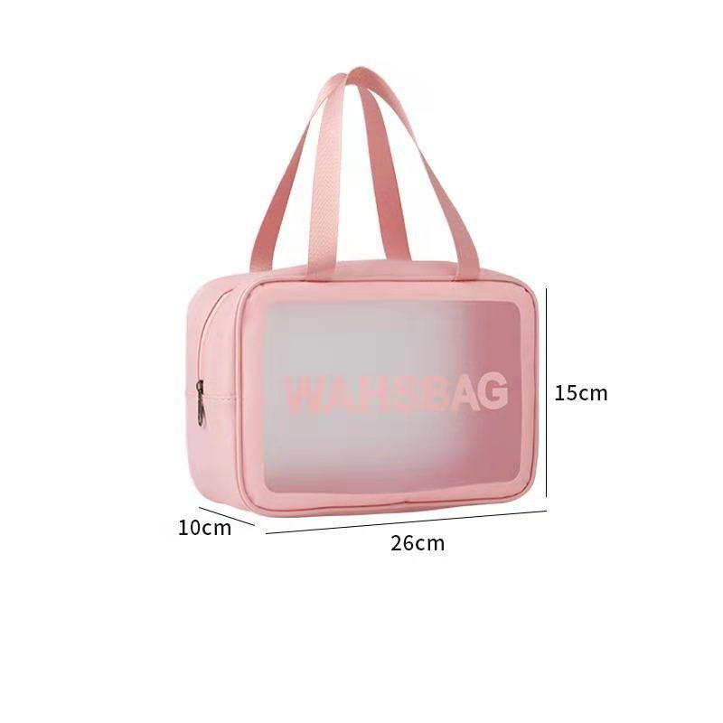 Klare, transparente Make-up-Tasche – wasserdichter Kosmetik-Organizer aus mattiertem PU mit großem Fassungsvermögen für Reise- und Schwimmutensilien_voghion.com