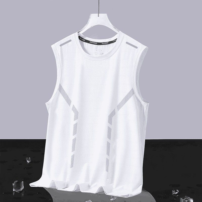 Running Summer Sleeveless T-shirt Quick Drying Sports Fitness Tank Top Mesh Breathable Shoulder Thin_voghion.com