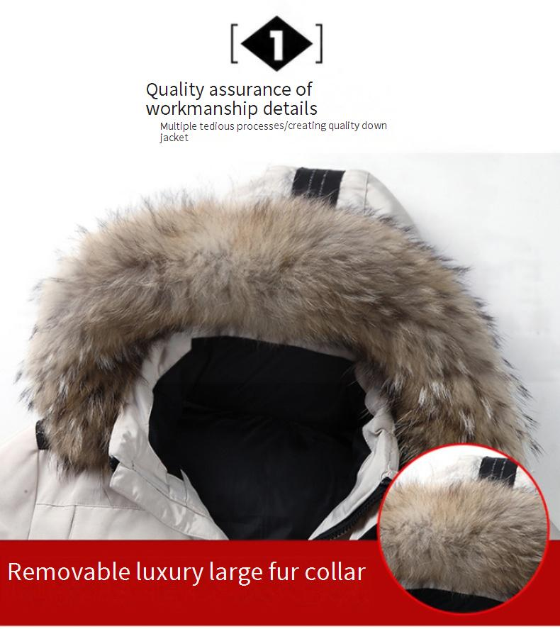 Unisex Faux Fur Trim Parka – Workwear Jacket With Detachable Hood & 300FP Duck Down (S-3XL, Windproof, Black/Beige/Burgundy)_voghion.com