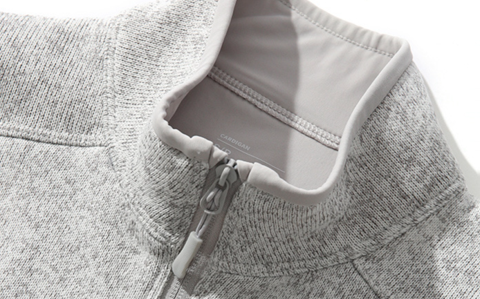 Unisex Fleecejacke - Verdeckter Stehkragen Outdoor Pullover, Warm & Atmungsaktiv Zum Laufen, Wandern & Camping (S-3XL, Dunkelschwarz/Stein_voghion.com