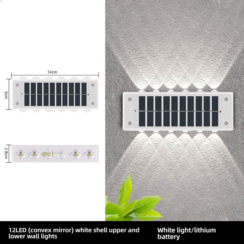 Solar-Wandleuchten für den Außenbereich, wasserdicht, Garten-Villa-Zaunbeleuchtung, LED-solarbetriebene Landschaftsleuchten für Hof, Terrasse, Balkon, Warmweiß/Kaltweiß_voghion.com