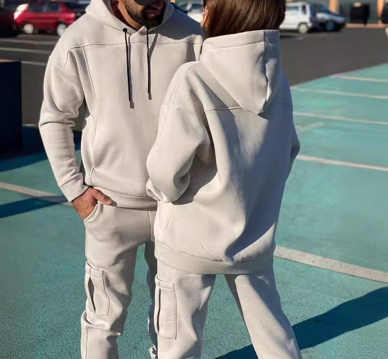 Unisex Oversized Hoodie & Jogger Set (Streetwear Two-Piece, Breathable Polyester, Drop Shoulder, Black/Gray, S/M/L/XL, Gender-Neutral Fit)_voghion.com