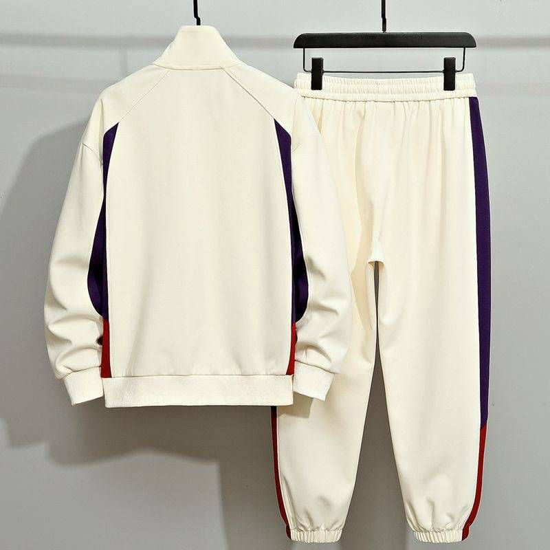 Men's Clothing 25 New Zipper Suit Winter Quality Color Matching Printed Zipper Suit_voghion.com