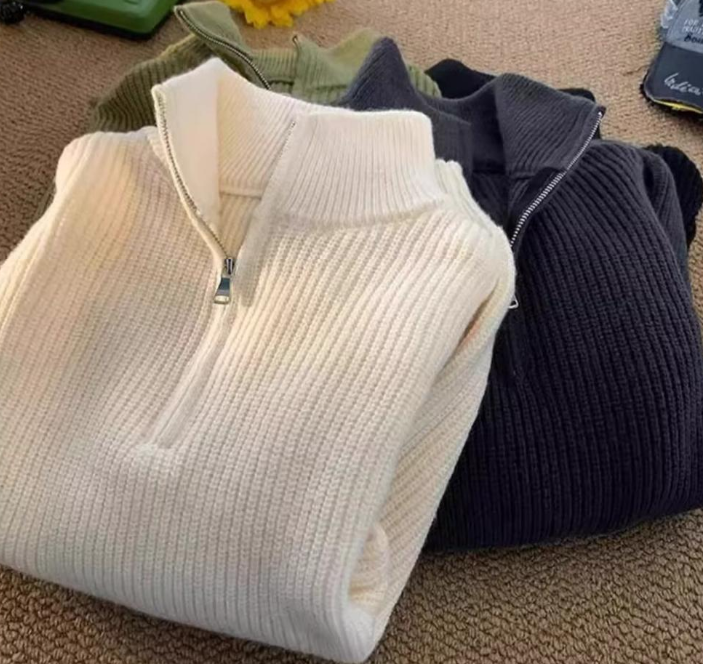 Vintage-Cardigan für Herren mit V-Ausschnitt – Strickmantel im amerikanischen Retro-Stil mit offener Vorderseite in Unifarben für lässiges Lagenlook_voghion.com