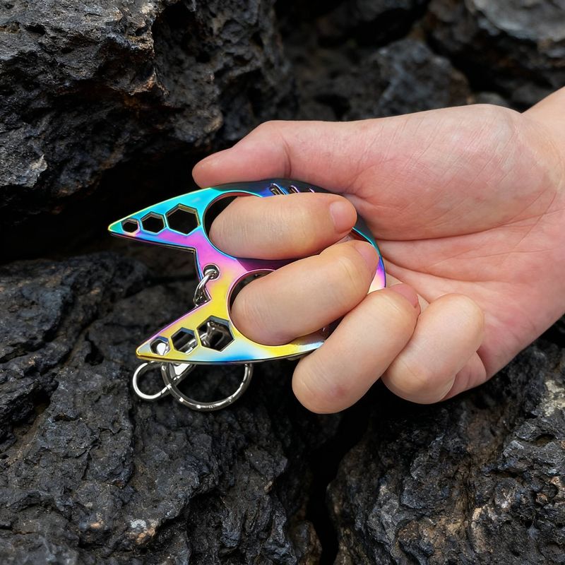 Schlagring aus Zinklegierung, Vierfinger-Schlagring, 7,6 * 5,5 * 0,24 cm, geeignet für Selbstverteidigung und professionellen Kampf_voghion.com