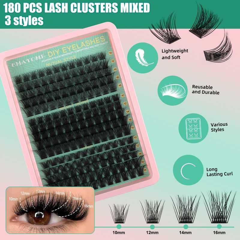 DIY Single Tuft Of Loose False Eyelashes, Naturally Thick And Mixed With Segmented 10-16mm Eyelashes_voghion.com