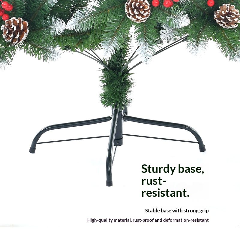 Premium Flame-Retardant PVC Christmas Tree With Snow-Covered Pinecones & Red Berries - Realistic Branch Tips (150cm/180cm/210cm)"_voghion.com