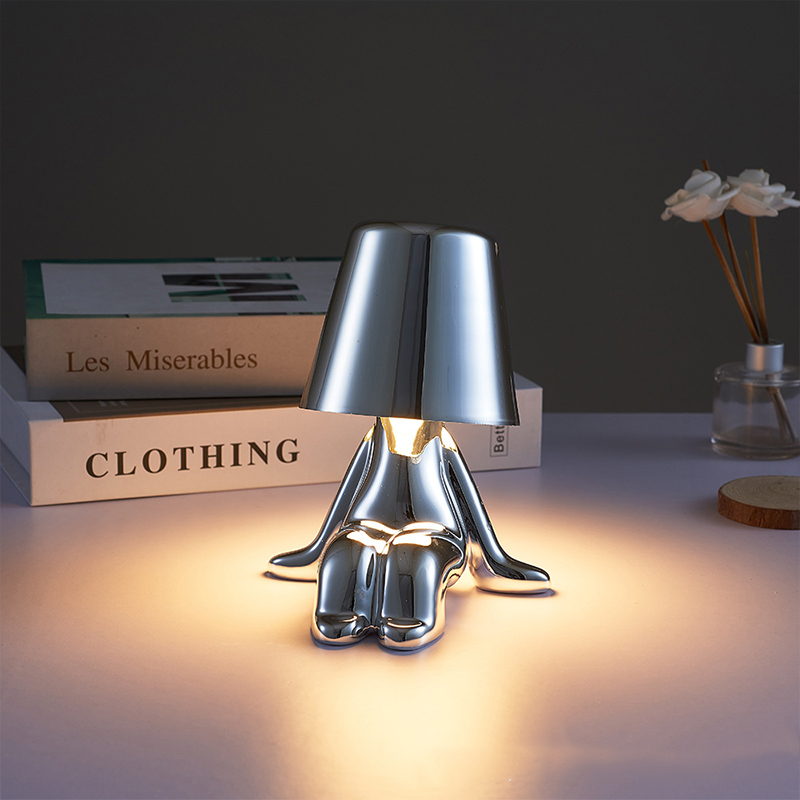 Creative Design of Induction Little Golden Table Lamp Thinker Atmosphere Lamp Decorative Bedhead Lamp Touch Night Lamp_voghion.com
