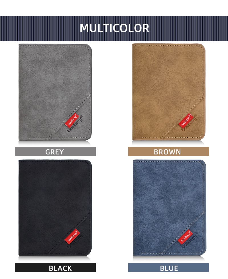 New Men's Short Wallet With A Premium Feel, Student-friendly, Frosted, Bifold Leather Wallet, Simple Design With Multiple Card Slots, Card Holder, Car_voghion.com
