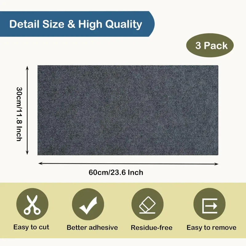 Selbstklebende Katzenkratzmatte, Zuschneidbarer Katzenteppich, Katzenkratzteppich, Eckwand, Katze, DIY, Kratzsofa, Möbelschutz_voghion.com