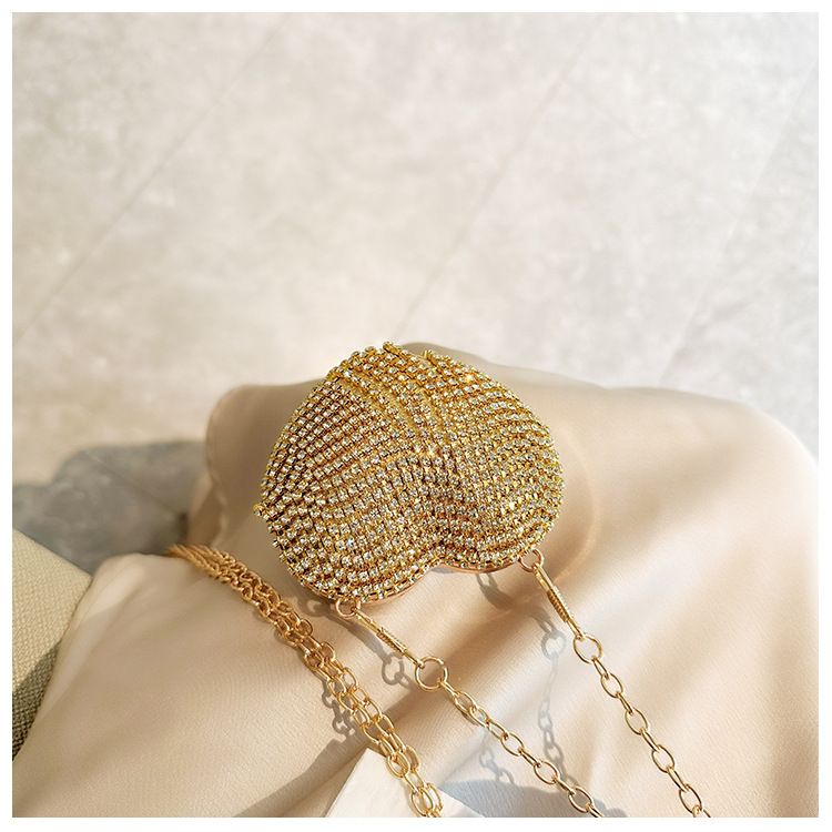 Neue Promi-Mini-Herzform Mode Diamant Perle Mini Geldbörse Abendtasche Kette Tasche_voghion.com