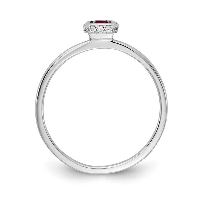 14k White Gold Diamond And Princess Ruby Ring_voghion.com