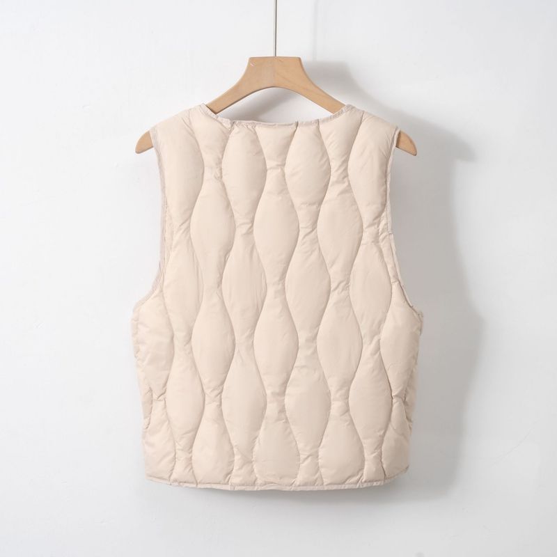 Pinghu Liner Leichte Daunenjacke Neue V-Ausschnitt Schlankheits-Innenschicht Kurze Weste Trendy_voghion.com