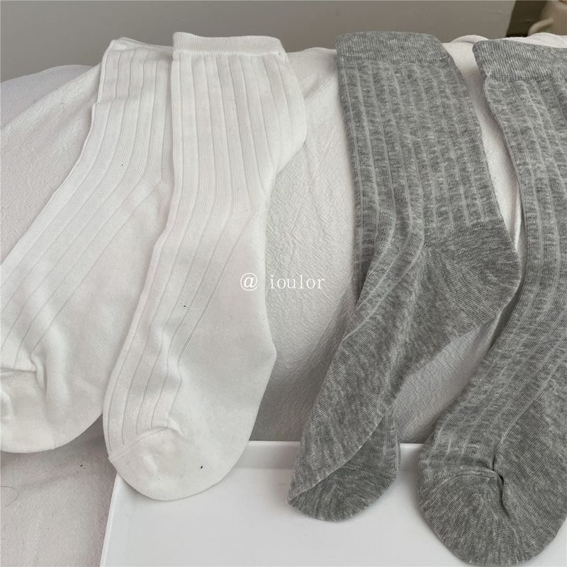 Calzini bianchi e neri, calzini lunghi, calzini di cotone, calzini a tubo medio, calzini alti fino al ginocchio, calzini alla moda_voghion.com