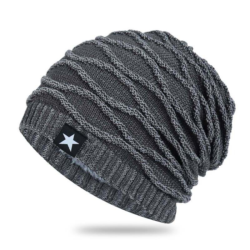 Men's Winter Knit Fleece-Lined Beanie Hat_voghion.com