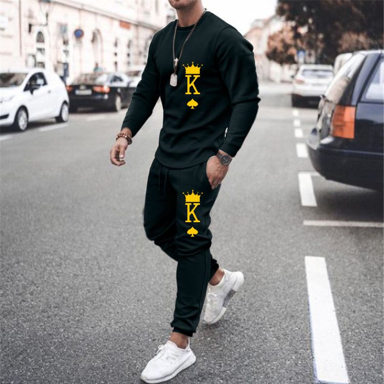 Men's Autumn Winter Sweatshirts Long Sleeve T-shirt Sets Letter Printed Men's Oversized Clothing T-shirt Fits Fashionable Sportswear Two Piece Set_voghion.com