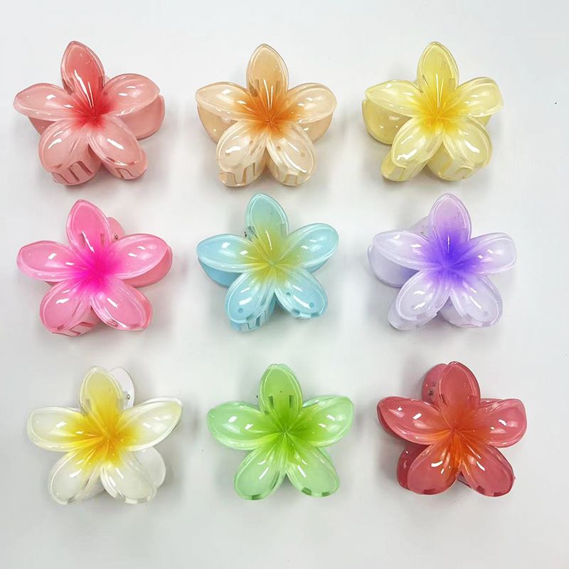 Ei Blume Klaue Clip Gradienten Candy Farbe Blume Mode Urlaub Heißer Verkauf Zurück Kopf Löffel Pan Haar Shark Clip Haar zubehör_voghion.com