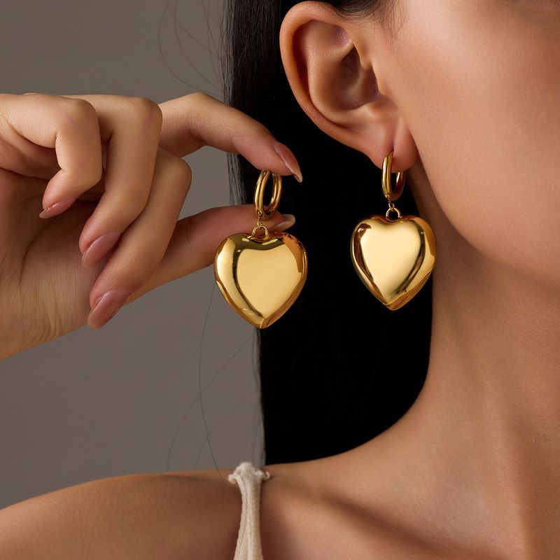 New Glossy Hollow Stainless Steel Earrings Ball Love Pendant Retro High End Titanium Steel Earrings_voghion.com