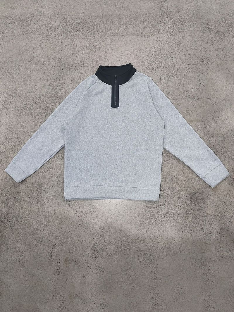 "Herren-Sweatshirt mit Fleecefutter und Reißverschluss – Oversize-Pullover mit Stehkragen und Patchwork"_voghion.com