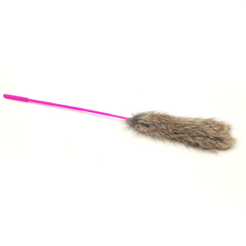 Rabbit Fur Wand Rod Toy Pet Powerful Attractor Fairy Cat Teaser Supplies_voghion.com