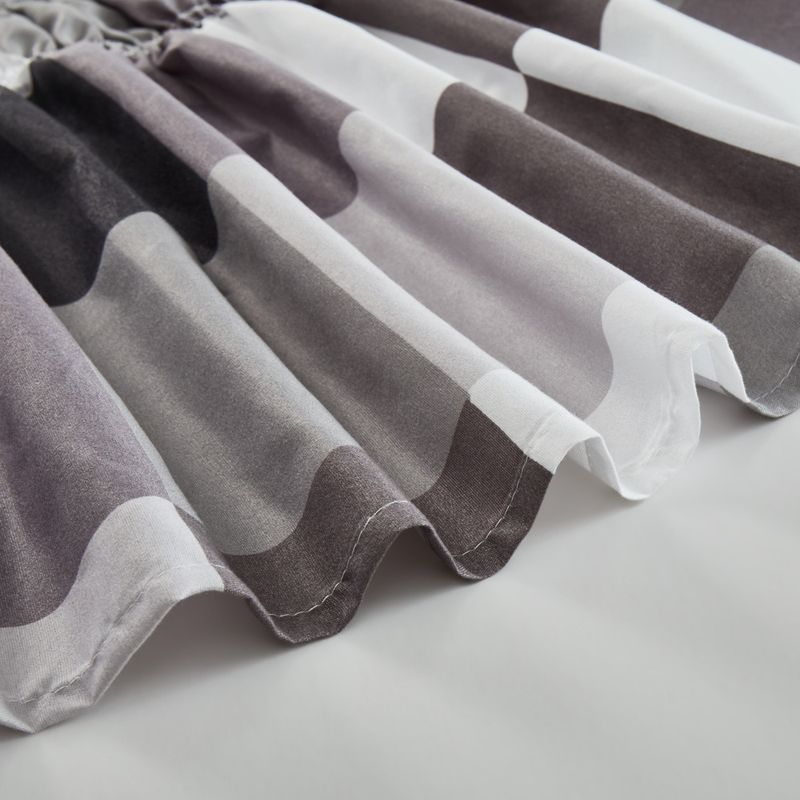 Gonna da letto a quadri grigio, bianco, nero e marrone - Copriletto elastico con volant per hotel e casa (pezzo unico, qualità premium)_voghion.com
