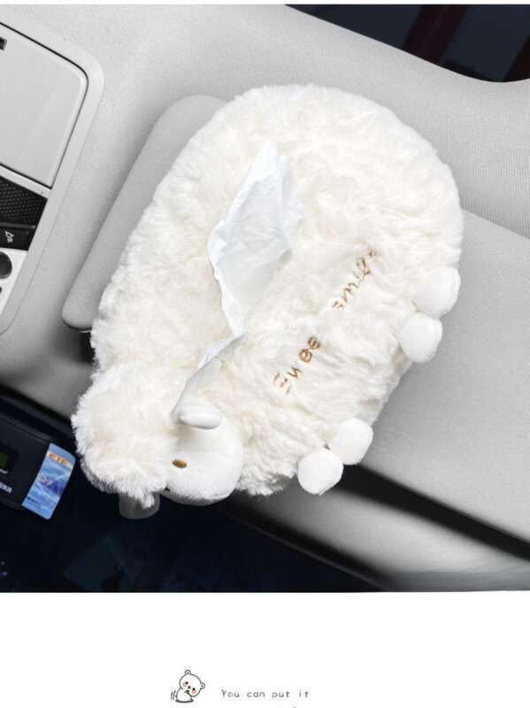 Cutie de șervețele montată pe mașină, Păpușă drăguță, Miel în stil Instagram, Șervețele agățate, Sertar de hârtie, Accesorii auto_voghion.com