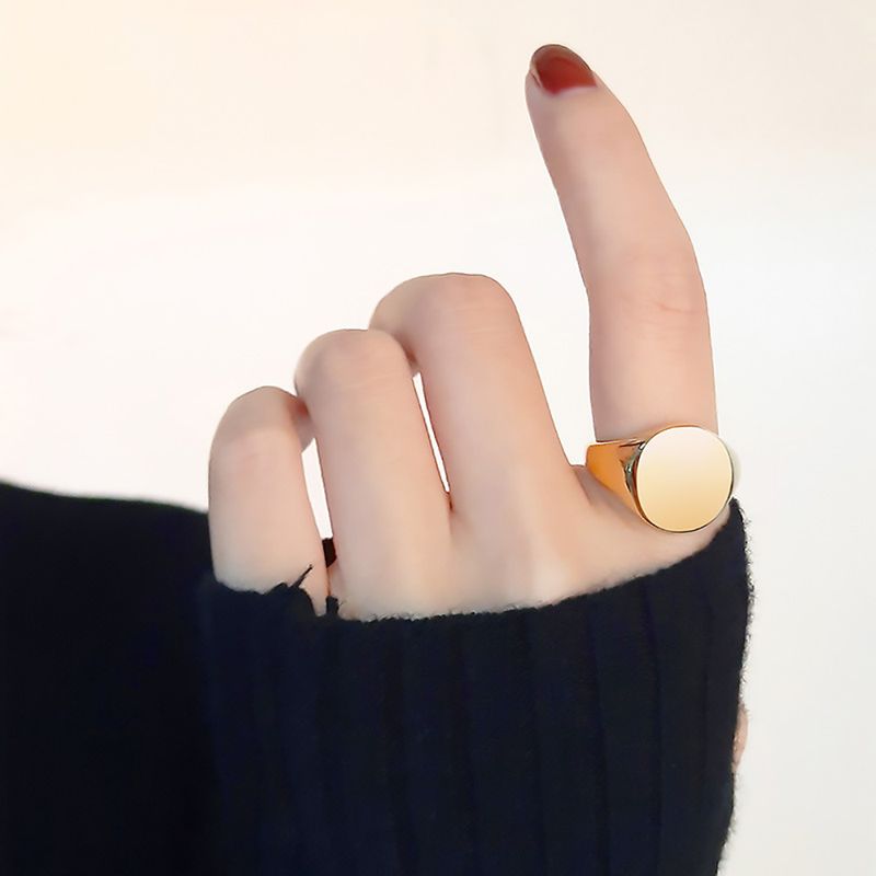 2025 Nuovi arrivi Donna Sigillo Lucido Sigillo Grosso Ovale Larghezza Anello Acciaio Inossidabile Semplice Punk Moda Gioielli Accessori_voghion.com